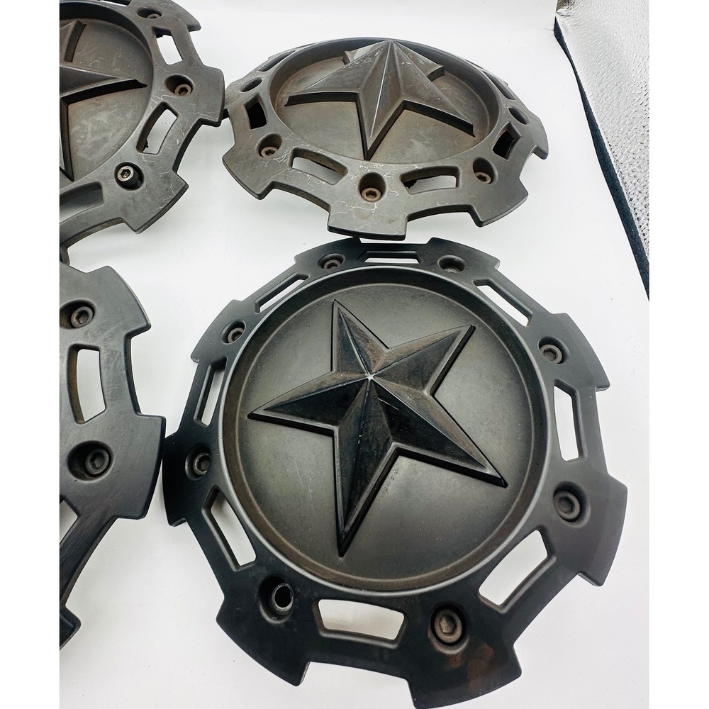 XD Series Rockstar Matte Black Wheel Center Caps Set of 4 CAP-M-955 S1403-09 - Picture 8 of 10